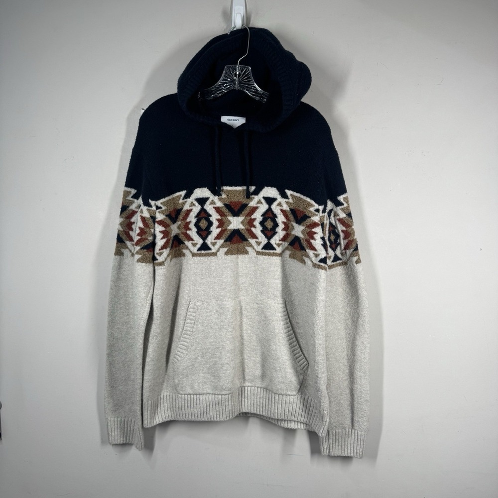 Old Navy Seriously Soft‎ Pullover Hoodie Sweater Aztec Southwest Men's Sz L